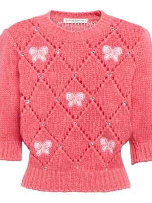 Sweter z alpaki Alessandra Rich różowy