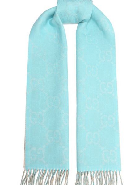 Голубой шерстяной шарф Gucci