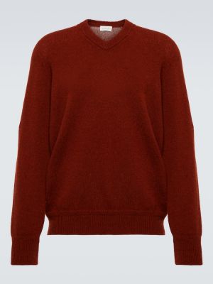 Sweter z dekoltem w serek Lemaire czerwony