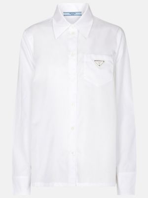 Bavlnená nylónová košeľa Prada biela