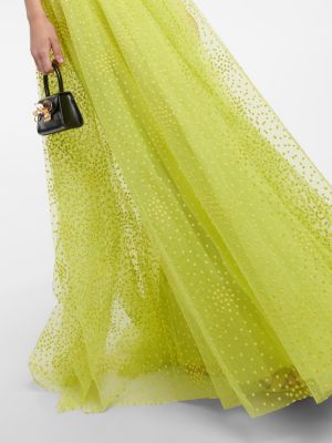 Sukienka długa tiulowa Monique Lhuillier zielona