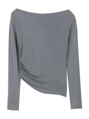 T-shirt a maniche lunghe Pull&bear grigio