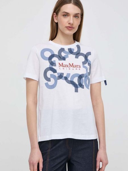 Koszulka bawełniana Max Mara Leisure biała