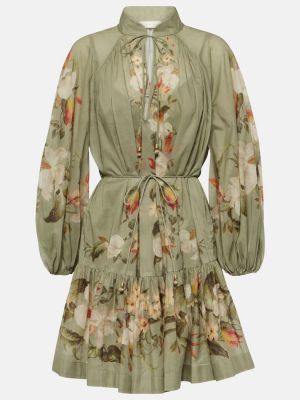 Pamučna haljina s cvjetnim printom Zimmermann bež