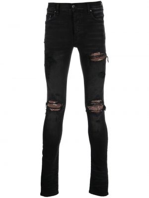 Distressed skinny jeans mit paisleymuster Amiri schwarz