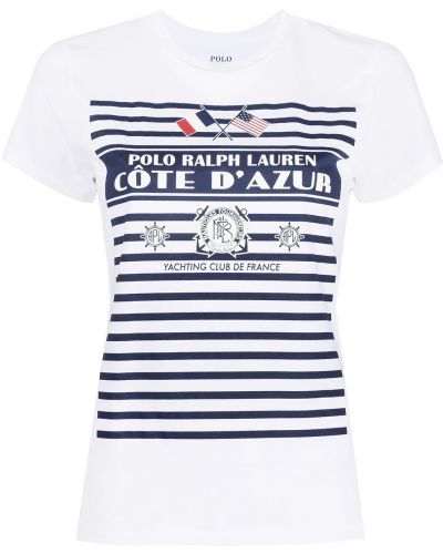 Camiseta con bordado a rayas Polo Ralph Lauren blanco
