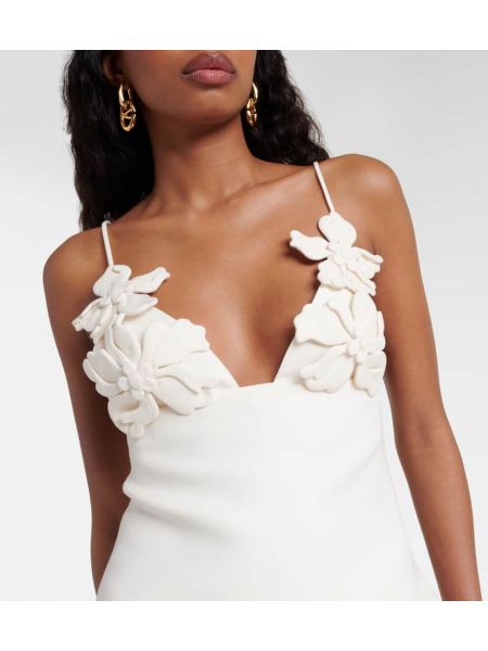 Obleka s cvetličnim vzorcem iz krep tkanine Valentino bela