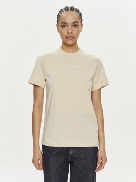 Marškinėliai Calvin Klein smėlinė