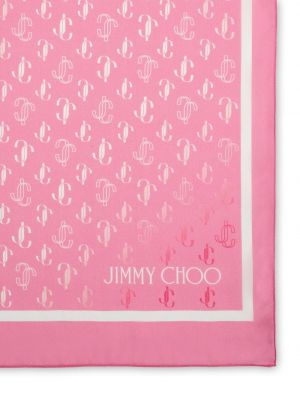 Hedvábný šál s potiskem Jimmy Choo růžový