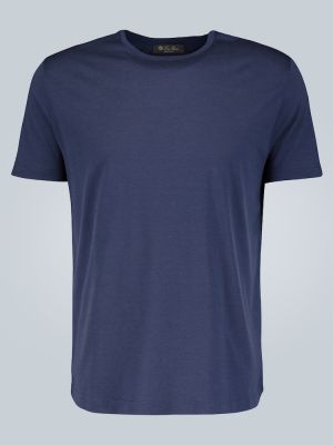 Памучна копринена тениска Loro Piana синьо