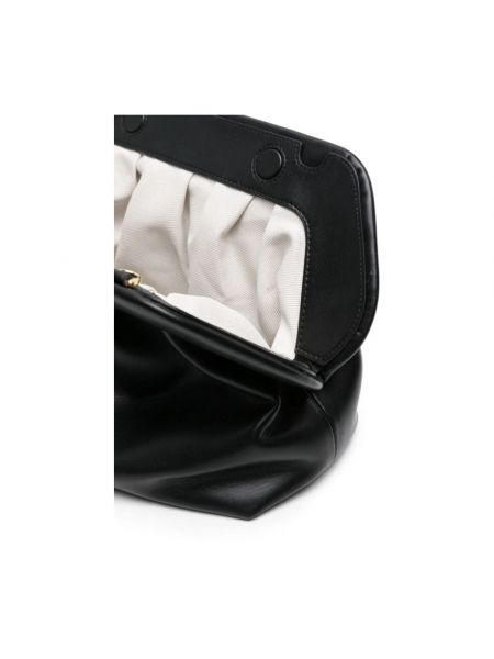 Bolsa de hombro de cuero con volantes de cuero sintético Themoirè negro