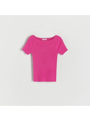 Viskózové tričko Reserved - ružová