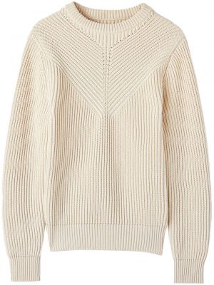 Bavlnený sveter s okrúhlym výstrihom Jil Sander biela