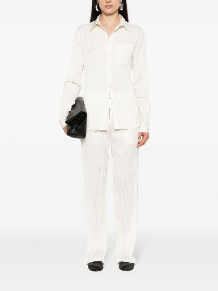 Satynowe proste spodnie Helmut Lang białe