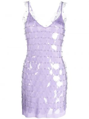 Mini šaty s výstřihem do v Paco Rabanne fialové