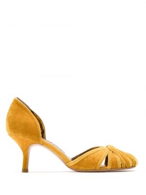 Кадифени полуотворени обувки Sarah Chofakian жълто