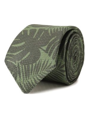 Зеленый льняной галстук Boss