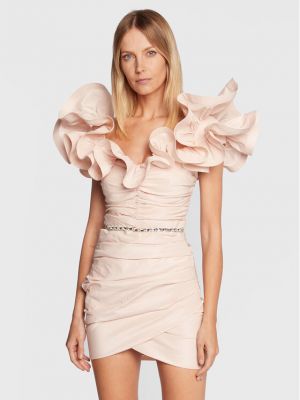 Коктейлна рокля slim Elisabetta Franchi розово
