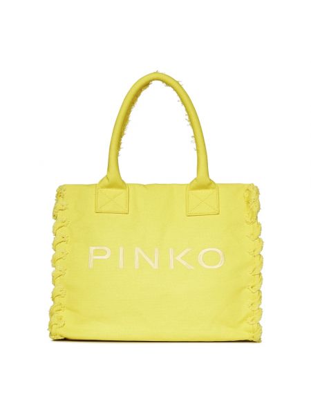 Shopperka bawełniana Pinko żółta