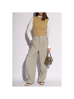 Pantaloni a vita alta di lana baggy Ami Paris grigio