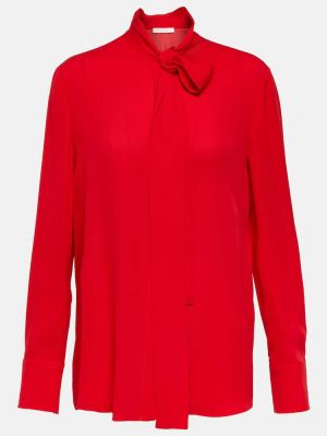 Копринена блуза с панделка Valentino червено