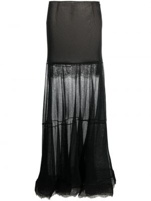 Čipkovaná priehľadná dlhá sukňa Gemy Maalouf čierna