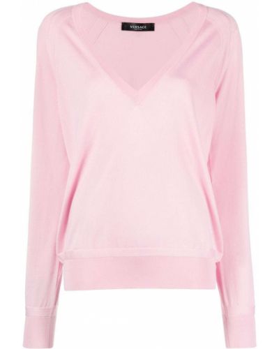 Jersey con escote v de tela jersey Versace rosa