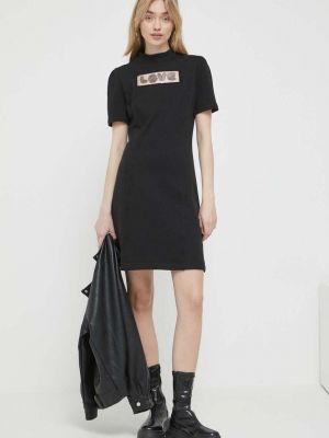 Pamučna mini haljina Love Moschino crna