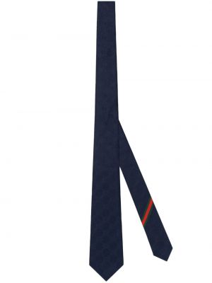 Modrá žakárová hedvábná kravata Gucci
