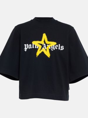 Bavlněné tričko s potiskem Palm Angels černé