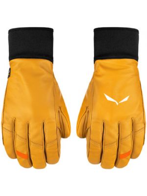Pomarańczowe rękawiczki skórzane Salewa