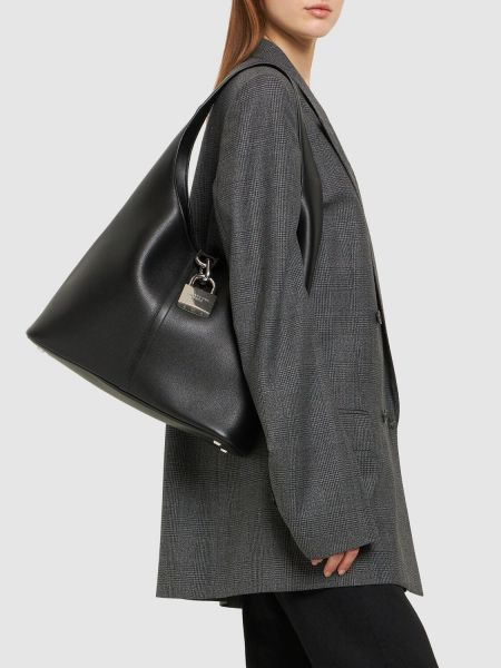 Bolsa de hombro de cuero Balenciaga negro