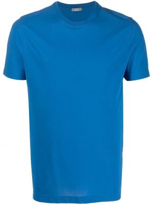 Bavlnené tričko s okrúhlym výstrihom Zanone modrá
