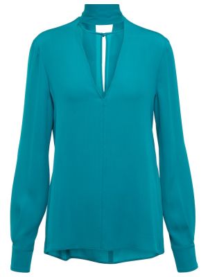Копринена блуза Valentino синьо