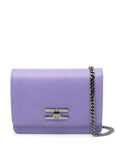 Usnjena torbica za čez ramo Elisabetta Franchi vijolična