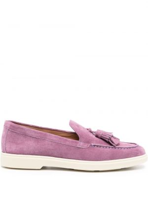 Pantofi loafer din piele de căprioară Santoni violet