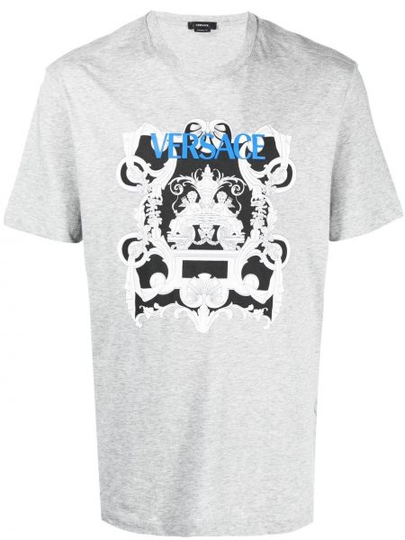 Koszulka z nadrukiem Versace szara