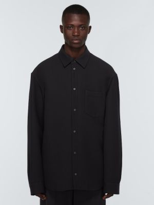 Μάλλινο πουκάμισο Balenciaga μαύρο