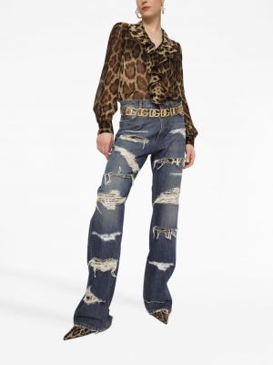 Straight fit džíny s oděrkami Dolce & Gabbana modré
