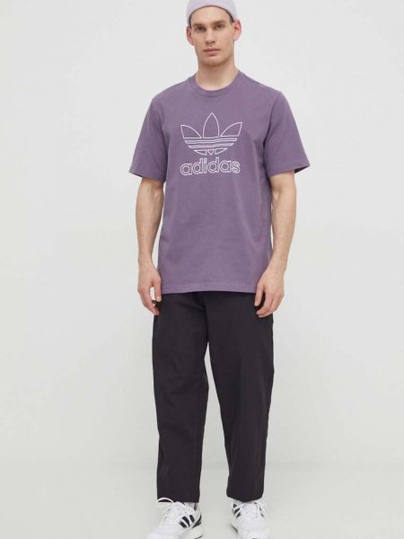 Koszulka bawełniana Adidas Originals fioletowa
