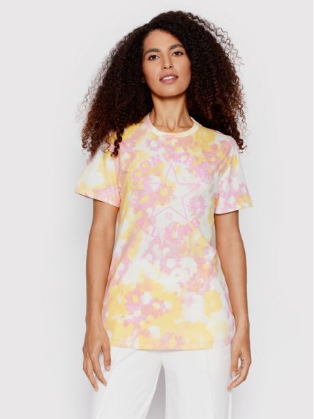 T-Shirt Washed Floral Patch 10023208-A02 Żółty Loose Fit Converse