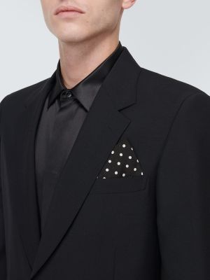 Svilena kravata s potiskom z žepi Saint Laurent črna