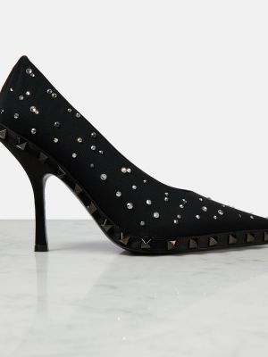 Полуотворени обувки с кристали Valentino Garavani черно