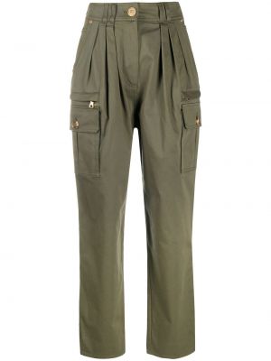 Pantalones rectos de cintura alta Balmain verde