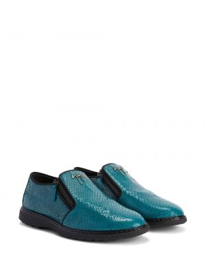 Kožené loafers s hadím vzorem Giuseppe Zanotti modré