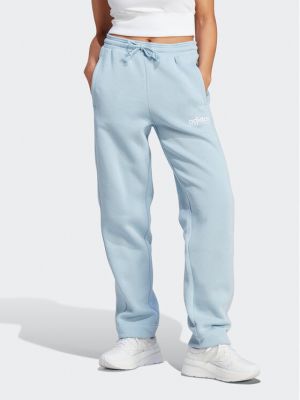 Voľné fleecové priliehavé teplákové nohavice Adidas modrá