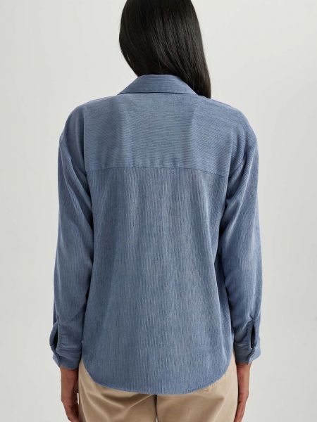 Джинсовая рубашка с длинным рукавом Defacto синяя
