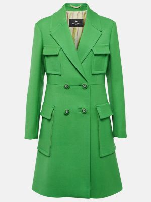 Μάλλινο παλτό Etro πράσινο