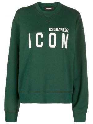 Trykt bomull sweatshirt Dsquared2 grønn