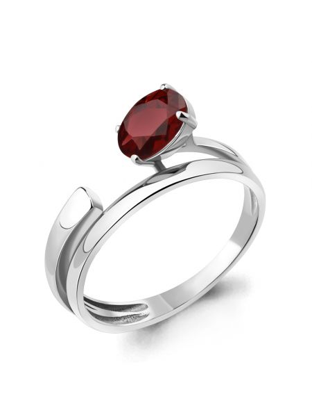 Красное кольцо с гранатом Aquamarine